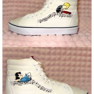 RARE Vans Peanuts Sk8-Hi 'Lucy & Schroeder' White W8 M6.5 Skateboard LTD 2017